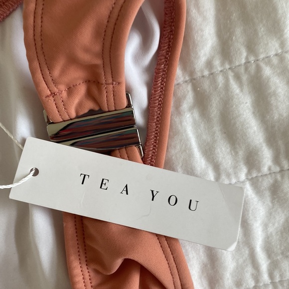 NWT TEA YOU Peachy High Waited Clasp Bikini Bottoms Moderate Coverage Size Large - Picture 4 of 8
